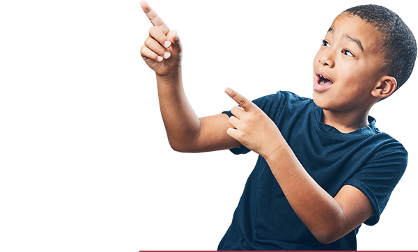Young Boy Pointing at Select Your State/Territory.